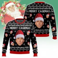 Hooktab Merry Cagemas Nicolas Cage, Ugly Christmas Sweater