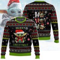 Hooktab Merry Christmas Baby Yoda Ugly Christmas Sweater