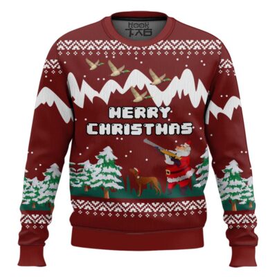 Merry Christmas Duck Hunting Santa Ugly Christmas Sweater
