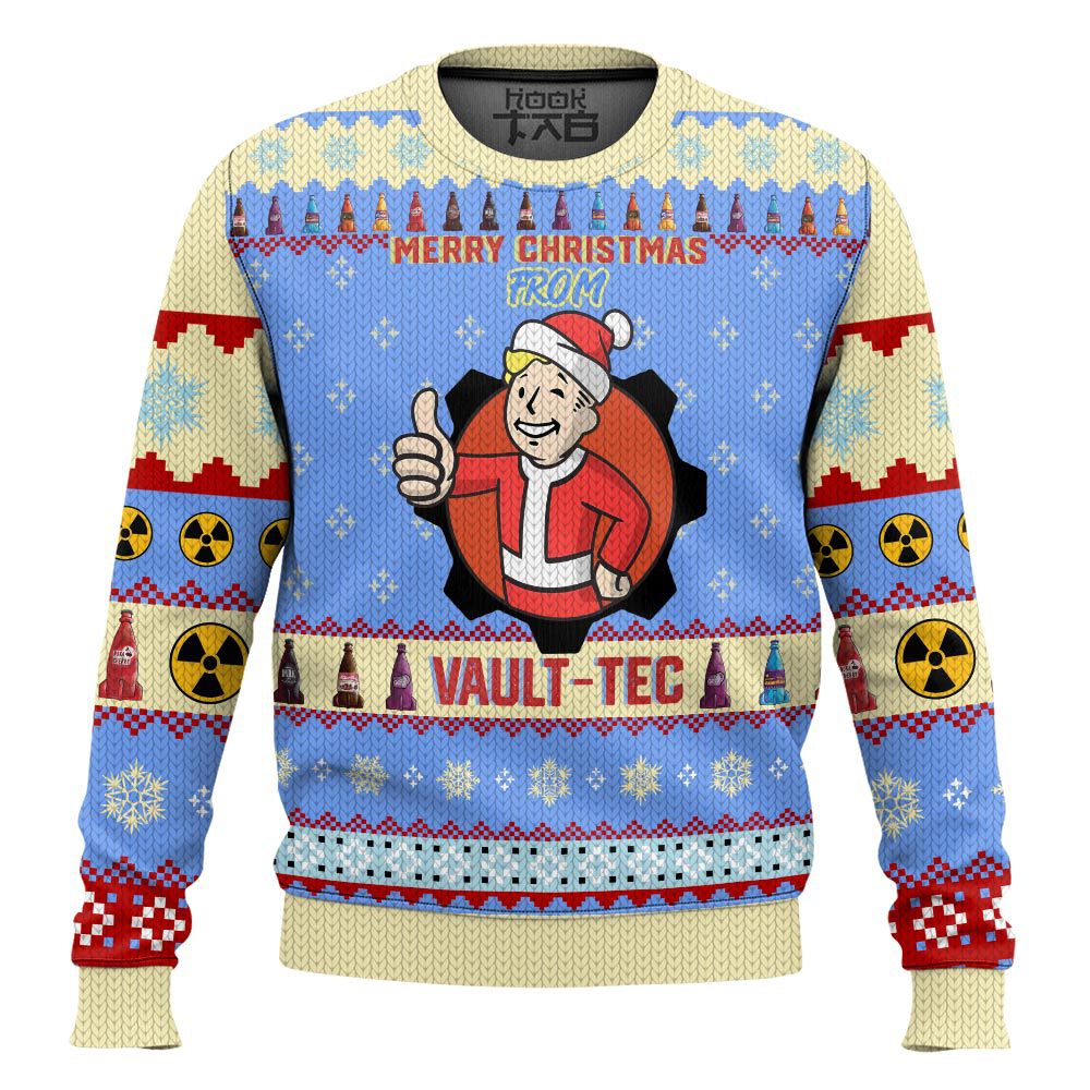 Hooktab Merry Christmas From Vault-Tec Fallout Ugly Christmas Sweater Hooktab Merry Christmas From Vault-Tec Fallout Ugly Christmas Sweater