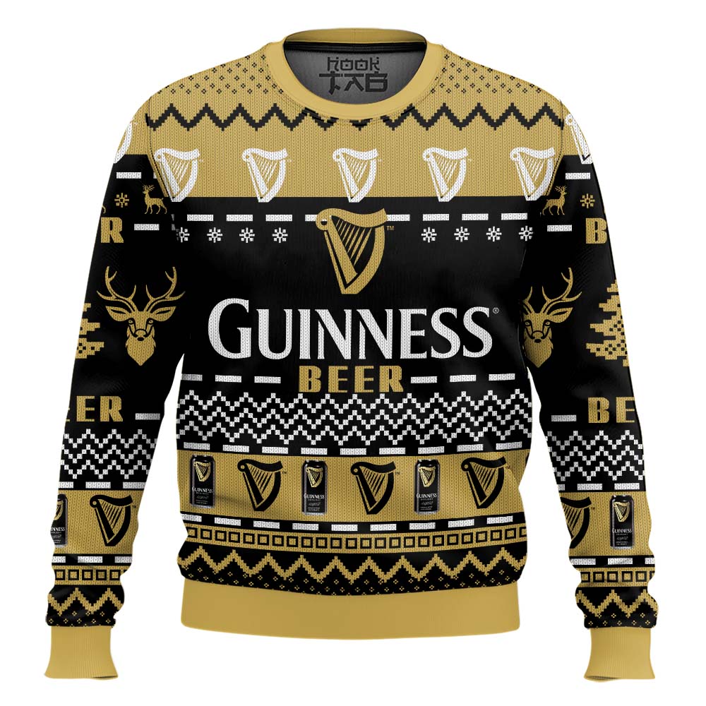 Hooktab Merry Christmas Guinness Stout Beer Ugly Christmas Sweater Hooktab Merry Christmas Guinness Stout Beer Ugly Christmas Sweater