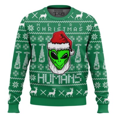Merry Christmas Human Alien Ugly Christmas Sweater