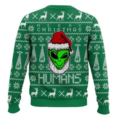 Hooktab Merry Christmas Human Alien Ugly Christmas Sweater