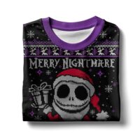 Hooktab Merry Christmas Jack Skellington Ugly Christmas Sweater