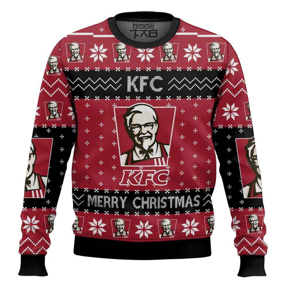 Hooktab Merry Christmas KFC Ugly Christmas Sweater Hooktab Merry Christmas KFC Ugly Christmas Sweater