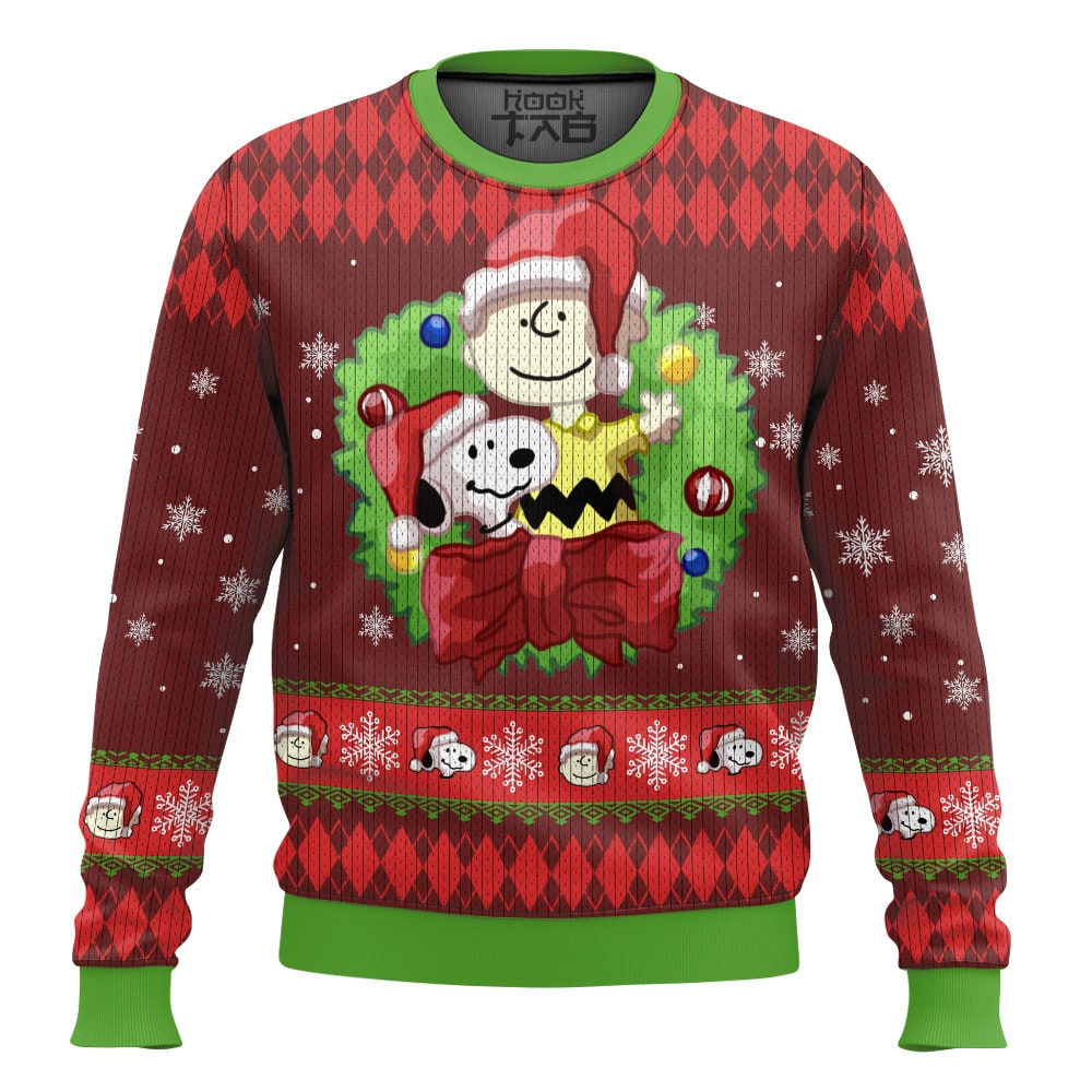 Hooktab Merry Christmas The Charlie Brown and Snoopy Show Ugly Christmas Sweater Hooktab Merry Christmas The Charlie Brown and Snoopy Show Ugly Christmas Sweater