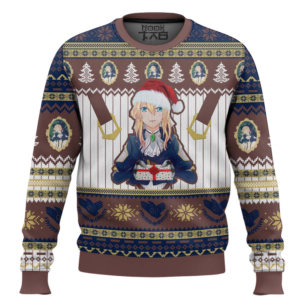 Hooktab Merry Christmas Violet Evergarden Ugly Christmas Sweater Hooktab Merry Christmas Violet Evergarden Ugly Christmas Sweater