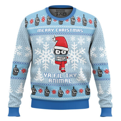 Merry Christmas Ya Fil Thy Animal Futurama Ugly Christmas Sweater