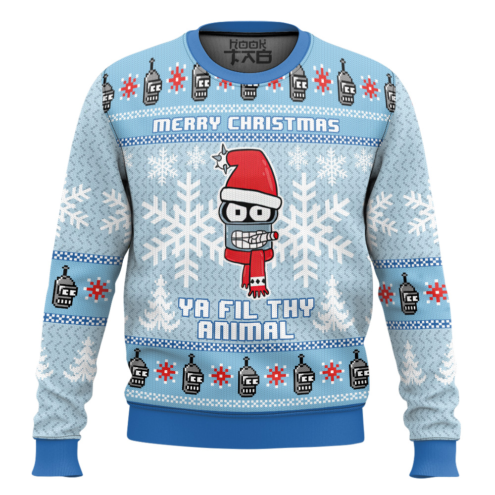Hooktab Merry Christmas Ya Fil Thy Animal Futurama Ugly Christmas Sweater Hooktab Merry Christmas Ya Fil Thy Animal Futurama Ugly Christmas Sweater