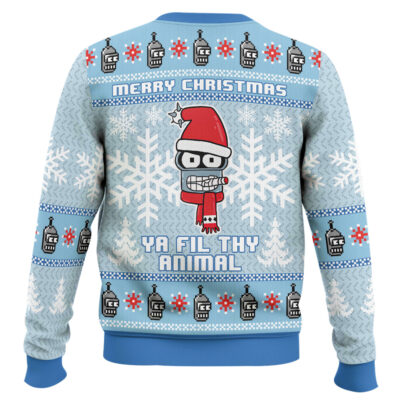 Hooktab Merry Christmas Ya Fil Thy Animal Futurama Ugly Christmas Sweater