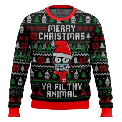 Merry Christmas Ya Filthy Animal Bender Futurama Ugly Christmas Sweater