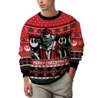 Hooktab Merry Christmas Yoda Star Wars Ugly Christmas Sweater