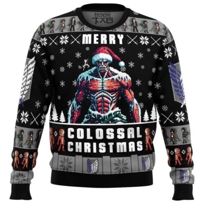 Merry Colossal Christmas Attack On Titan Ugly Christmas Sweater