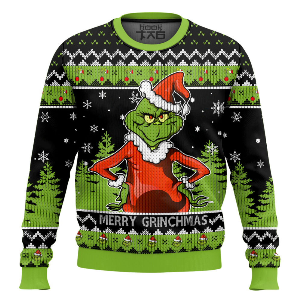 Hooktab Merry Grinchmas Grinch Ugly Christmas Sweater Hooktab Merry Grinchmas Grinch Ugly Christmas Sweater