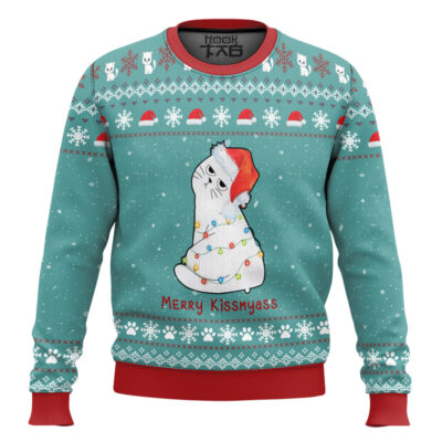 Merry Kissmyass Cat Ugly Christmas Sweater