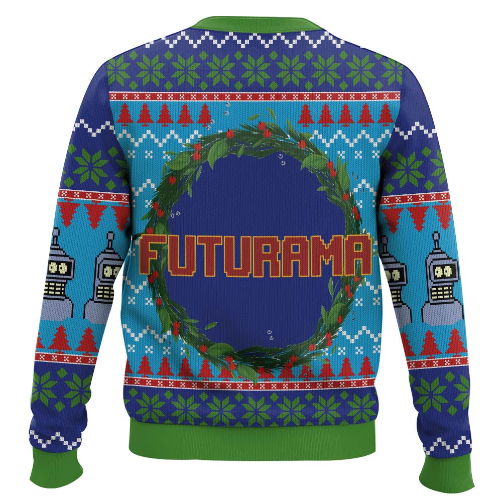 Hooktab Merry Kissmyass Futurama Ugly Christmas Sweater Hooktab Merry Kissmyass Futurama Ugly Christmas Sweater