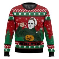 Hooktab Merry Myers Michael Myers Halloween Ugly Christmas Sweater
