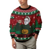 Hooktab Merry Myers Michael Myers Halloween Ugly Christmas Sweater