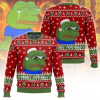 Hooktab Merry Pepe-mas Pepe The Frog Ugly Christmas Sweater