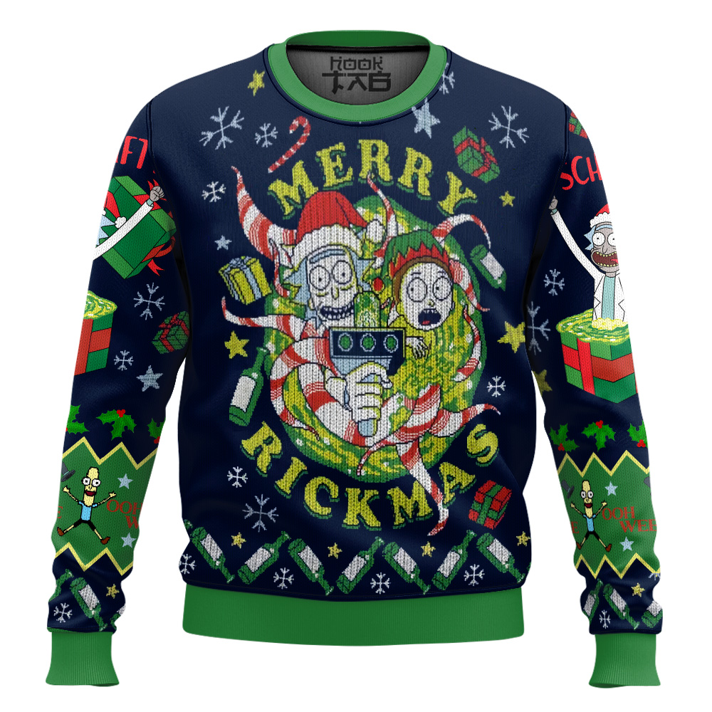 Hooktab Merry Rickmas Rick And Morty Ugly Christmas Sweater Hooktab Merry Rickmas Rick And Morty Ugly Christmas Sweater