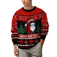 Hooktab Merry Sus-Mas Among Us Ugly Christmas Sweater