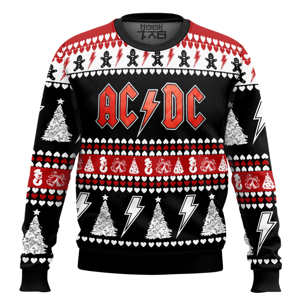 Hooktab Merry Xmas AC/DC Ugly Christmas Sweater Hooktab Merry Xmas AC/DC Ugly Christmas Sweater