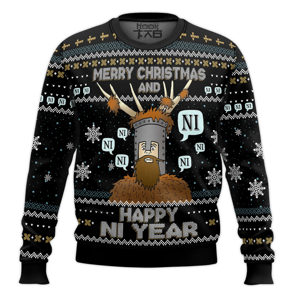 Hooktab Merry Xmas And Happy Ni Year Monty Python Ugly Christmas Sweater Hooktab Merry Xmas And Happy Ni Year Monty Python Ugly Christmas Sweater