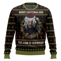 Hooktab Merry Xmas And Toss A Coin The Witcher Ugly Christmas Sweater