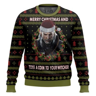 Merry Xmas And Toss A Coin The Witcher Ugly Christmas Sweater