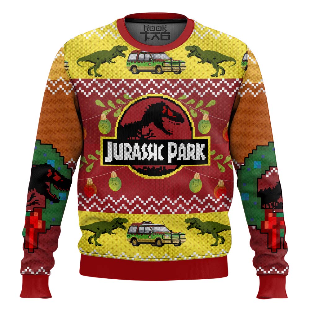 Hooktab Merry Xmas Jurassic Park Ugly Christmas Sweater Hooktab Merry Xmas Jurassic Park Ugly Christmas Sweater