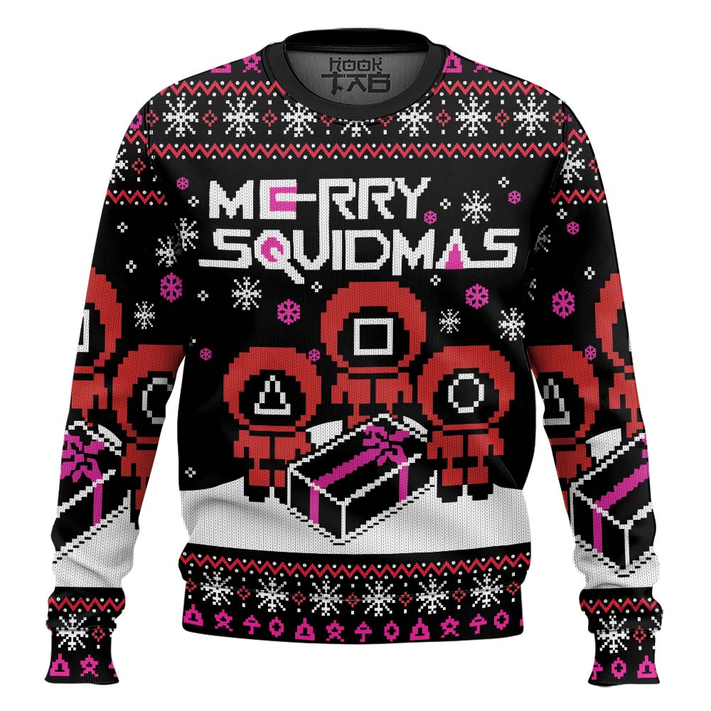Hooktab Merry Xmas Squid Game Ugly Christmas Sweater Hooktab Merry Xmas Squid Game Ugly Christmas Sweater