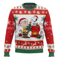 Hooktab Merry Xmas The Charlie Brown and Snoopy Show Ugly Christmas Sweater