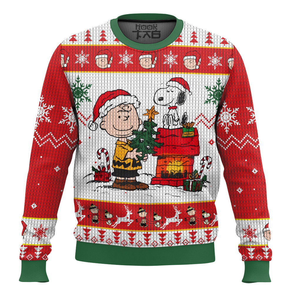 Hooktab Merry Xmas The Charlie Brown and Snoopy Show Ugly Christmas Sweater Hooktab Merry Xmas The Charlie Brown and Snoopy Show Ugly Christmas Sweater
