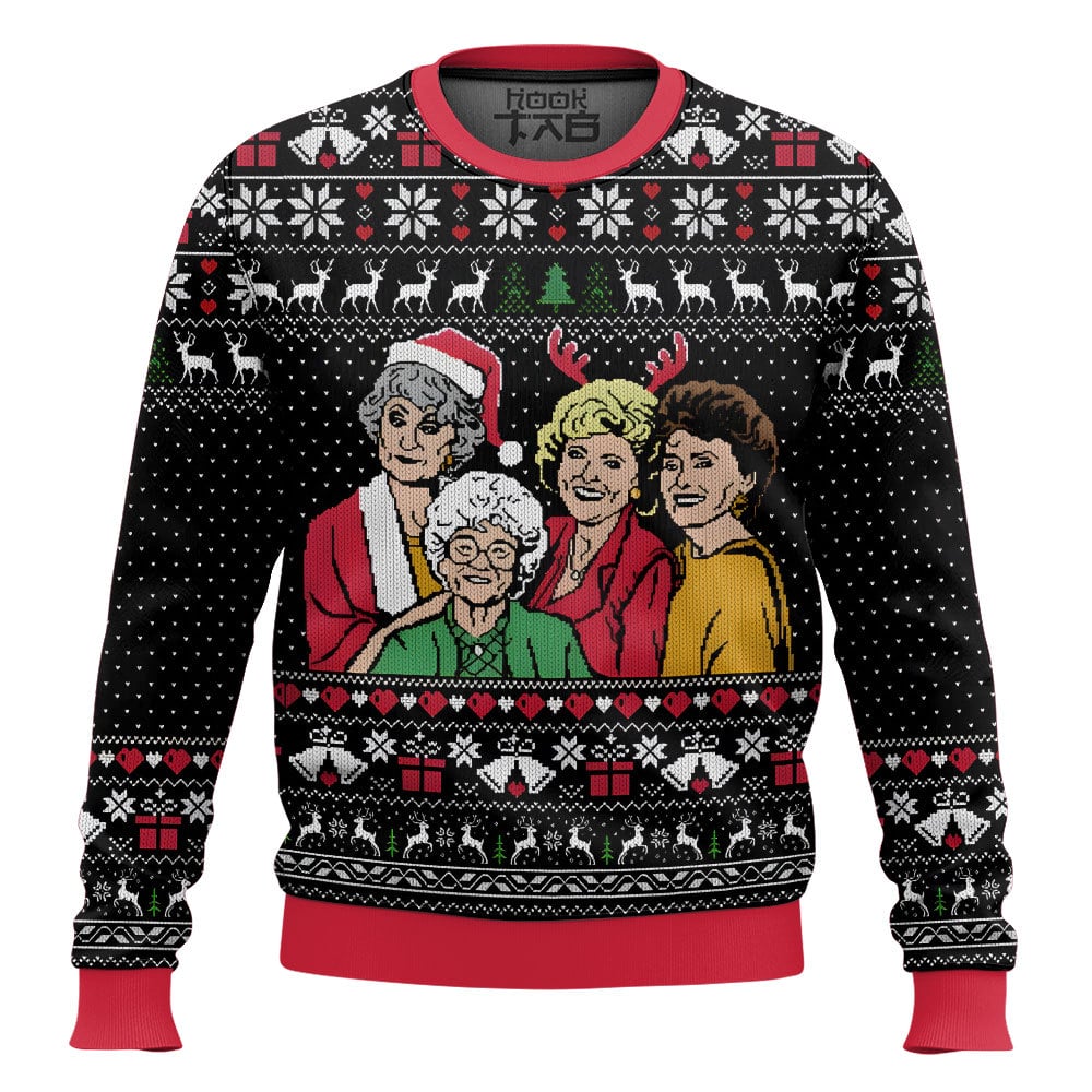 Hooktab Merry Xmas The Golden Girls Ugly Christmas Sweater Hooktab Merry Xmas The Golden Girls Ugly Christmas Sweater