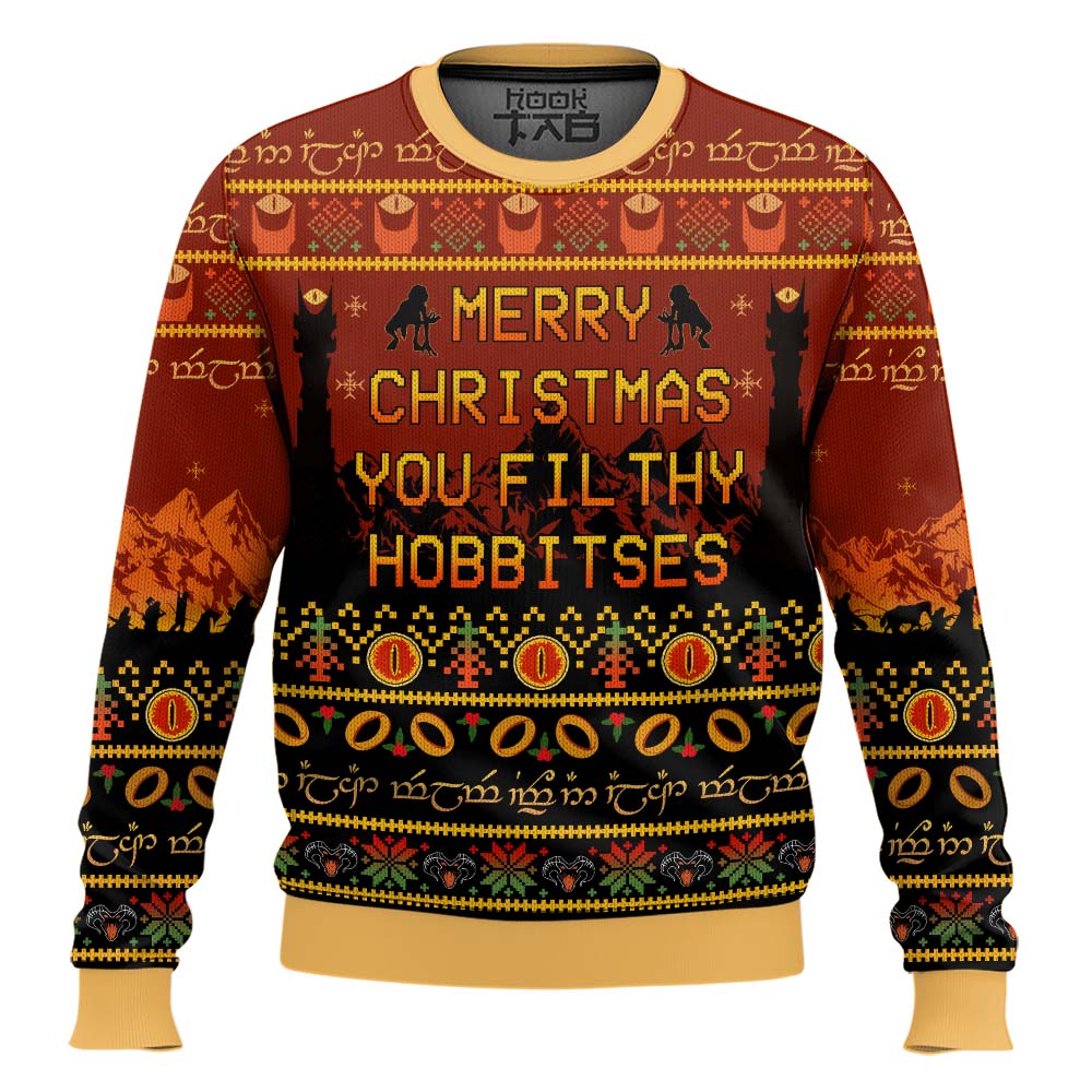 Hooktab Merry Xmass You Filthy Hobbitses The Lord Of The Rings Ugly Christmas Sweater Hooktab Merry Xmass You Filthy Hobbitses The Lord Of The Rings Ugly Christmas Sweater