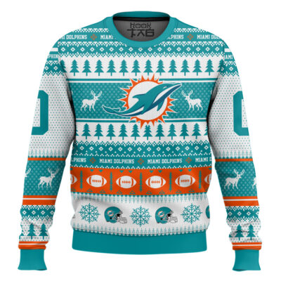 Miami Dolphins - Custom Name And Number Ugly Sweater