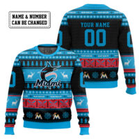 Hooktab Miami Marlins - Custom Name And Number Ugly Sweater