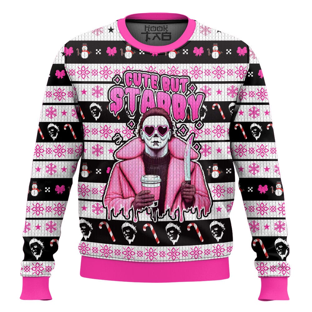 Hooktab Michael Myers Cute But Stabby Ugly Christmas Sweater Hooktab Michael Myers Cute But Stabby Ugly Christmas Sweater