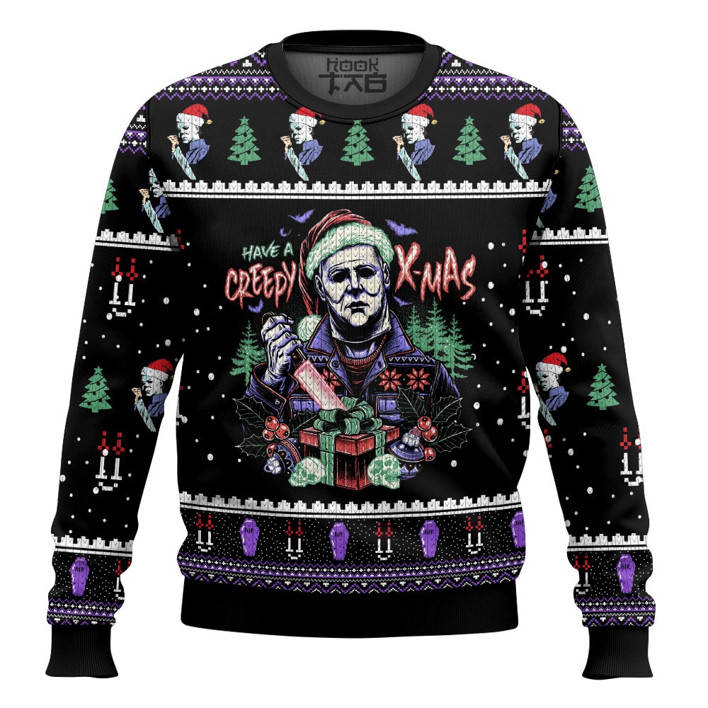 Hooktab Michael Myers Have A Creepy Xmas Ugly Christmas Sweater Hooktab Michael Myers Have A Creepy Xmas Ugly Christmas Sweater