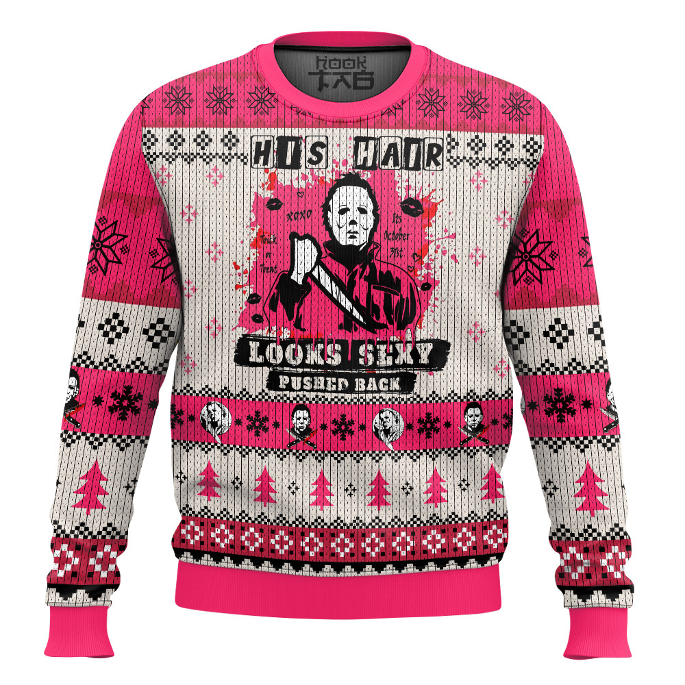 Hooktab Michael Myers His Hair Looks Sexy Pushed Back Ugly Christmas Sweater Hooktab Michael Myers His Hair Looks Sexy Pushed Back Ugly Christmas Sweater