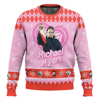 Michael Myers Pink Halloween Ugly Christmas Sweater