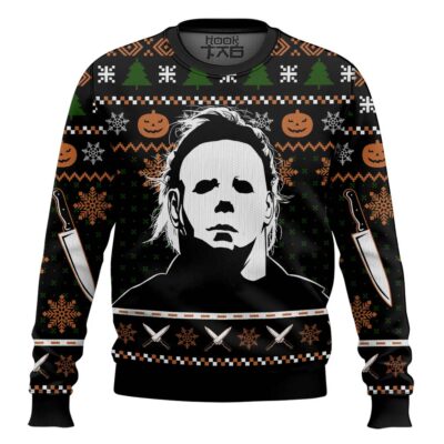 Michael Myers Pumpkin Slasher Ugly Christmas Sweater