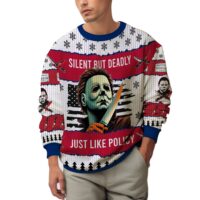 Hooktab Michael Myers Silent But Deadly Halloween Ugly Christmas Sweater