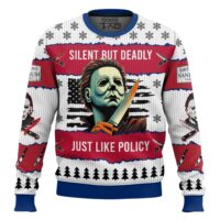 Hooktab Michael Myers Silent But Deadly Halloween Ugly Christmas Sweater