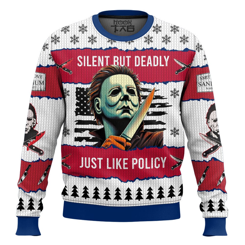 Hooktab Michael Myers Silent But Deadly Halloween Ugly Christmas Sweater Hooktab Michael Myers Silent But Deadly Halloween Ugly Christmas Sweater