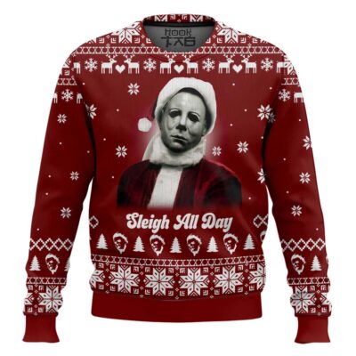 Michael Myers Sleigh All Day Ugly Christmas Sweater