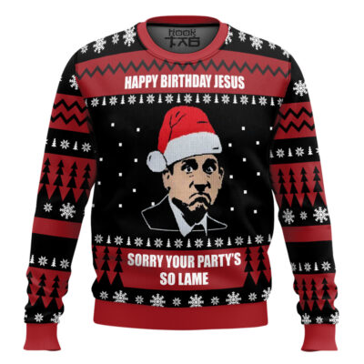 Michael Scott Your Party's So Lame The Office Ugly Christmas Sweater