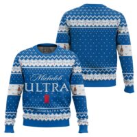 Hooktab Michelob Ultra American Lager Ugly Christmas Sweater