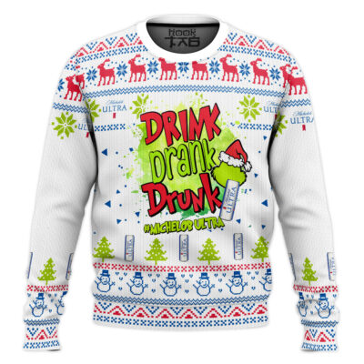 Michelob Ultra Grinch Drink Drank Drunk Ugly Christmas Sweater