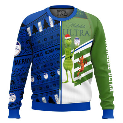 Michelob Ultra Grinch Ugly Christmas Sweater